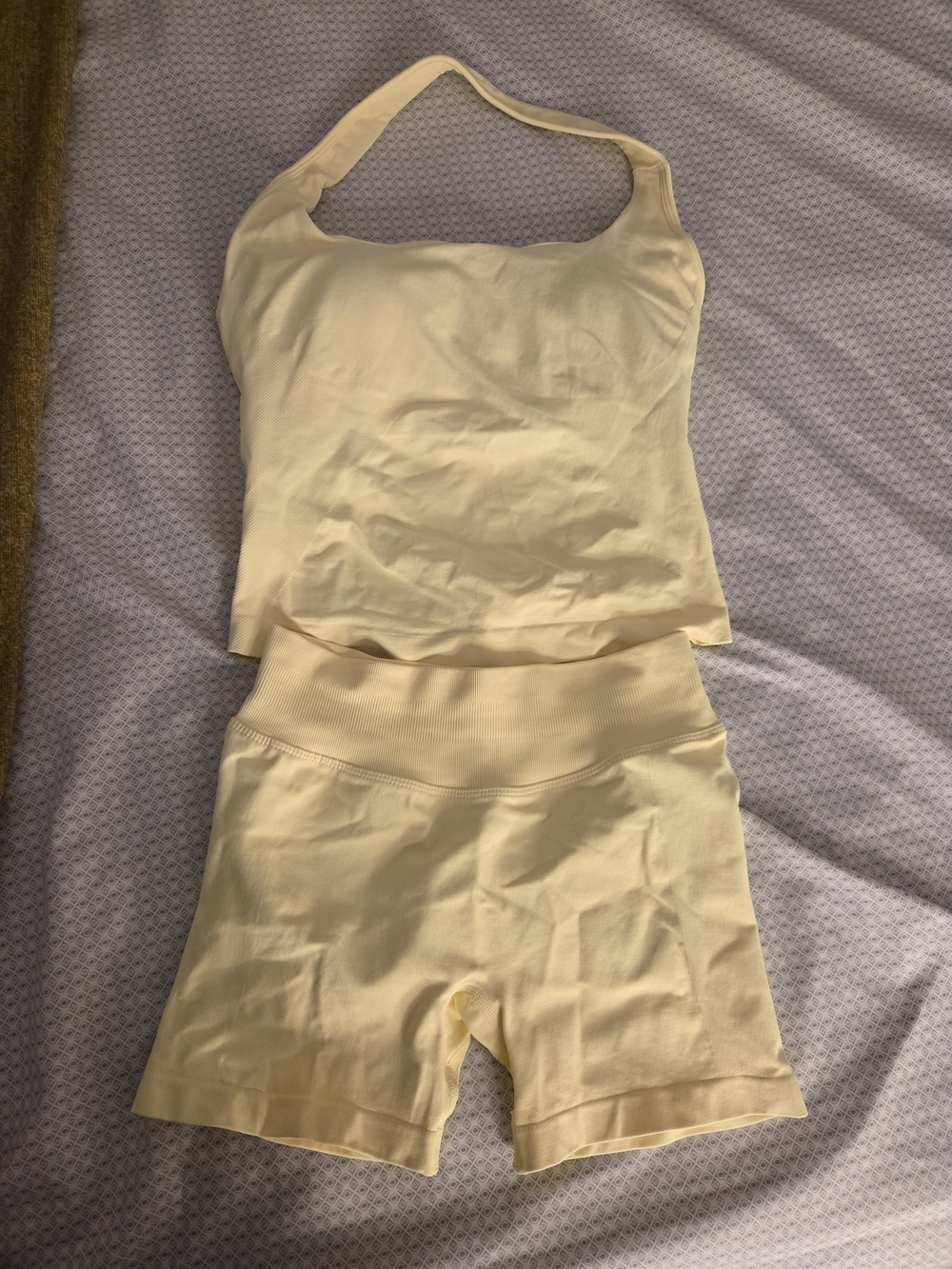 Women’s Cream Halter Lounge Tank and High-Waist Sleep Shorts Set
